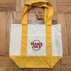 Brand New w. tag Trader Joe’s Mini Yellow Canvas Tote Bag